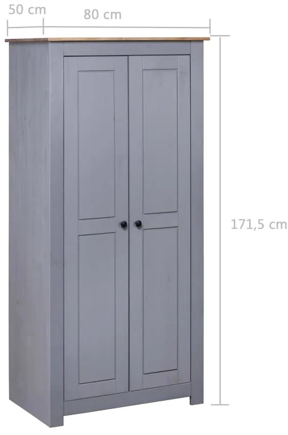 Roupeiro cinzento 80x50x171,5 cm pinho Panamá maciço