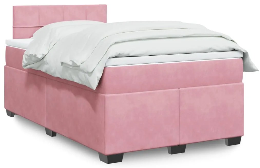 Cama boxspring com colchão 120x190 cm veludo rosa