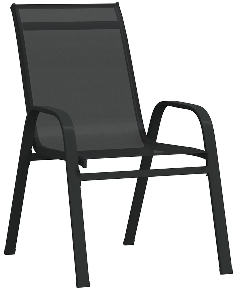Conjunto de Jantar de 3 Peças vidaXL Preto Textilene e Aço