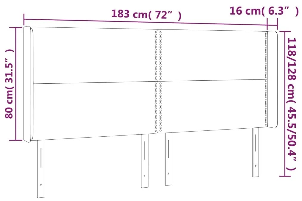 Cabeceira cama c/ abas veludo 183x16x118/128 cm cinzento-claro