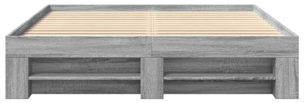 Estrutura de cama 150x200 cm derivados de madeira cinza sonoma