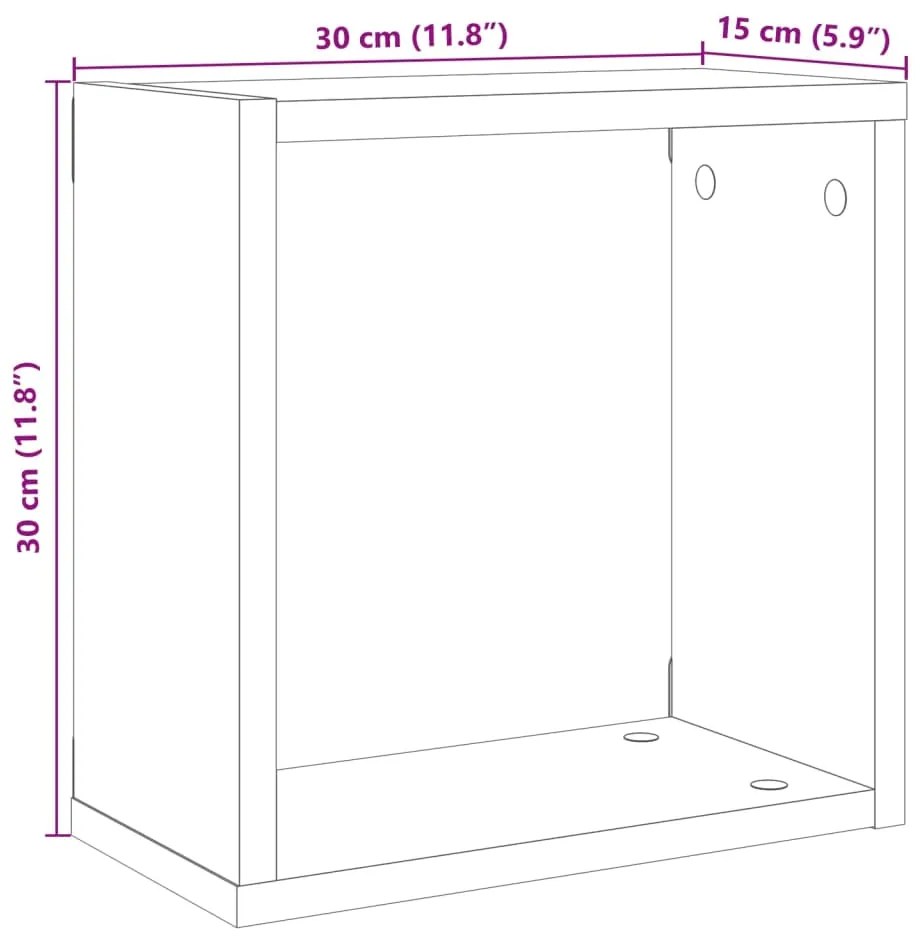 Prateleiras de parede cubos 2 pcs deriv. madeira madeira velha