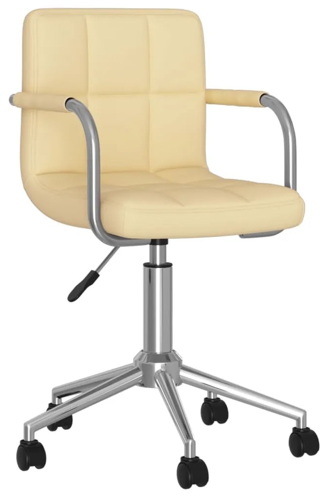 vidaXL Cadeira de jantar giratória couro artificial cor creme