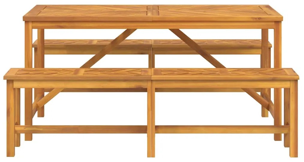 Conjunto de Jantar Jardim 3 Peças Madeira Sólida Acácia