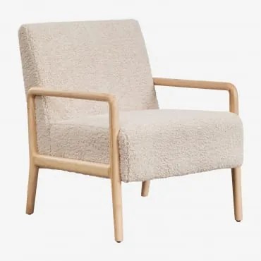 Pacote De 2 Poltronas De Madeira De Seringueira Maylene Chenille Creme Bege - Sklum