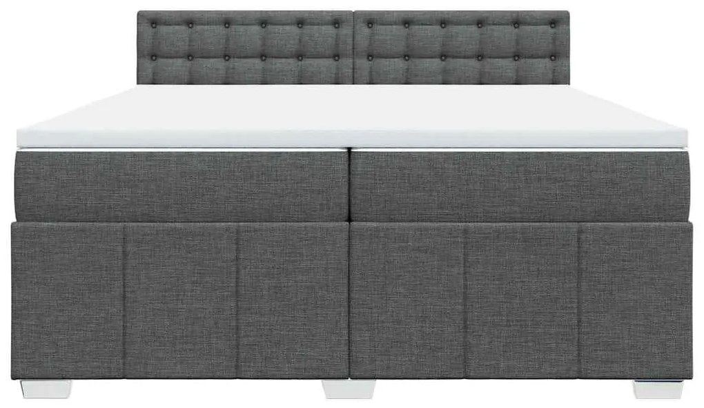 Cama com molas/colchão 200x200 cm tecido cinzento-escuro