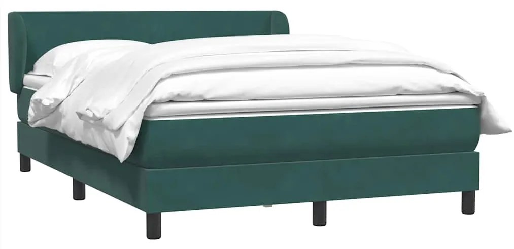 Box Cama primavera com Colchão Verde Escuro 140x210 cm Veludo