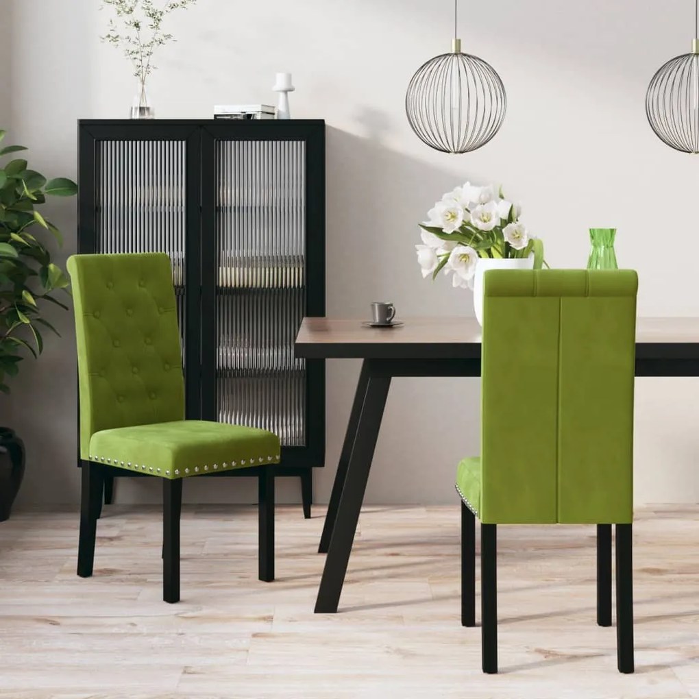 vidaXL Cadeiras de jantar 2 pcs veludo verde-claro
