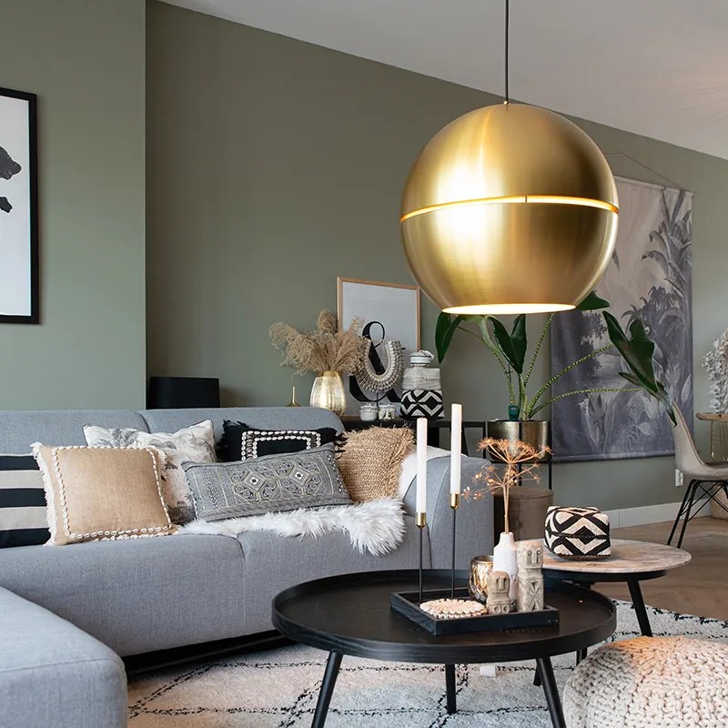 Candeeiro de suspensão Art Déco dourado 50 cm - Slice