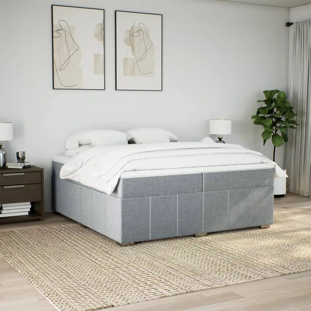 Cama com molas/colchão 200x200 cm tecido cinzento-escuro