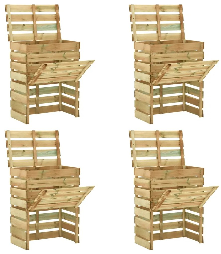 Caixa de compostagem ripada 4 pcs 80x50x100cm pinho impregnado