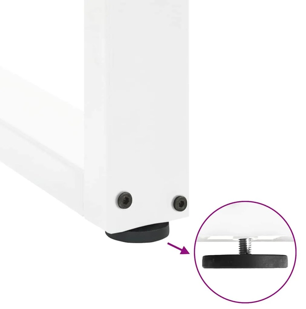 Pés para mesa de jantar em formato de U, 3 peças, branco, 90x (72-73)