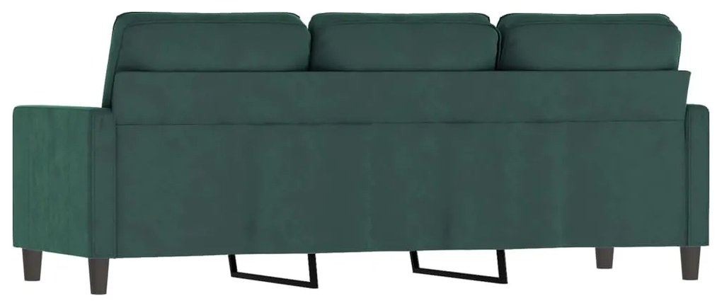 Sofá de 3 lugares 180 cm veludo verde-escuro