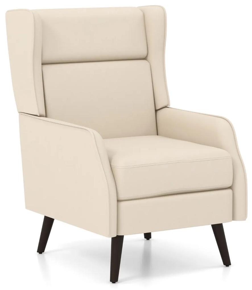 Poltrona de tecido com almofada de assento removível com encosto alto e molas resistentes para sala de estar quarto 68 x 82 x 102 cm Branco