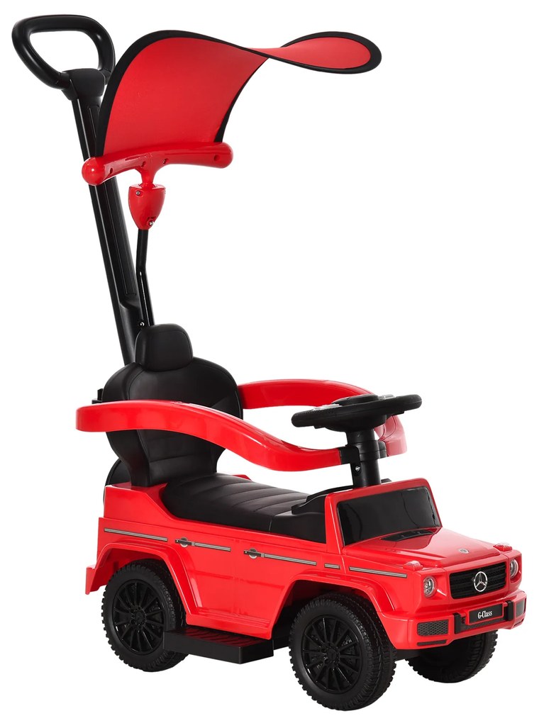 HOMCOM Carro Andador para Crianças Mercedes G350 com Buzina Capô Removível Encosto e Suporte de Proteção 85,5x40,5x95 cm Vermelho