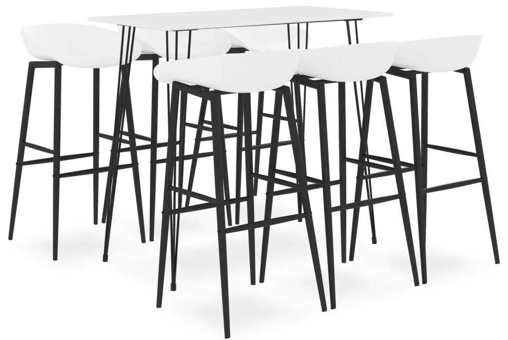 vidaXL 7 pcs conjunto de bar branco