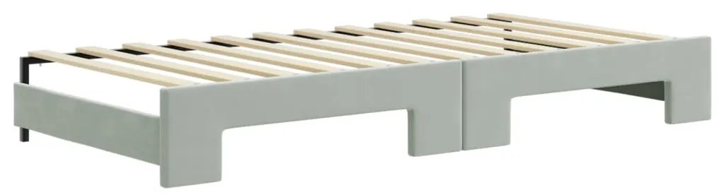 Sofá-cama c/ gavetão e gavetas 90x200 cm veludo cinzento-claro