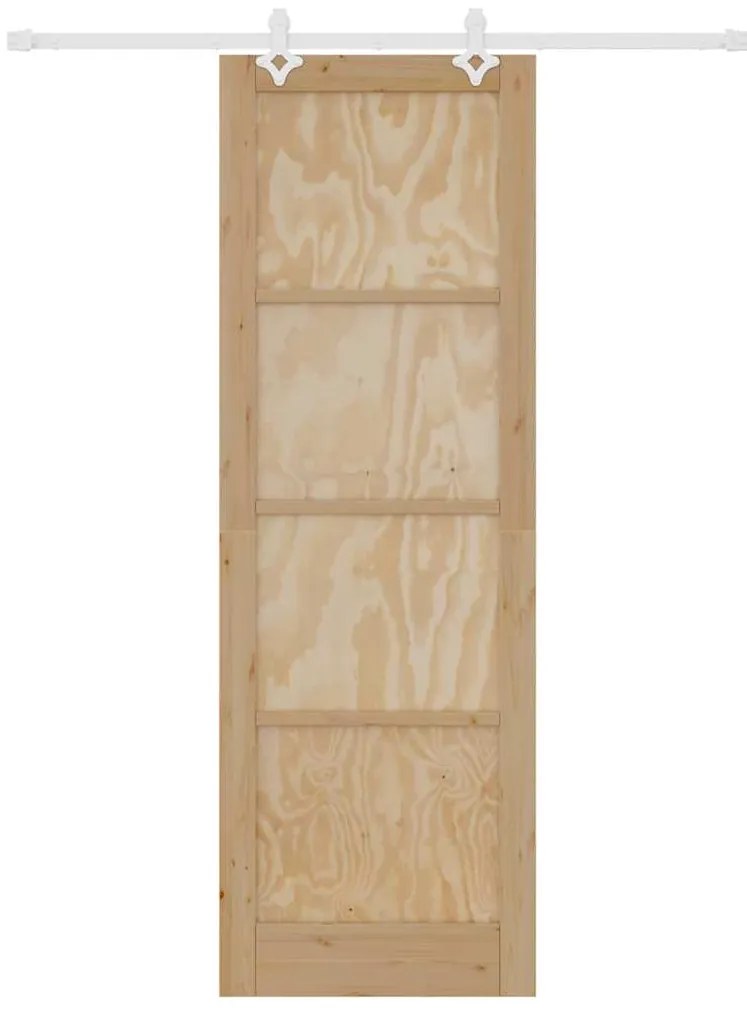 Porta Deslizante vidaXL com Conjunto de Ferragens 78x232 cm Madeira Só