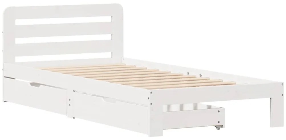Cama sem colchão 75x190 cm madeira de pinho maciça branco