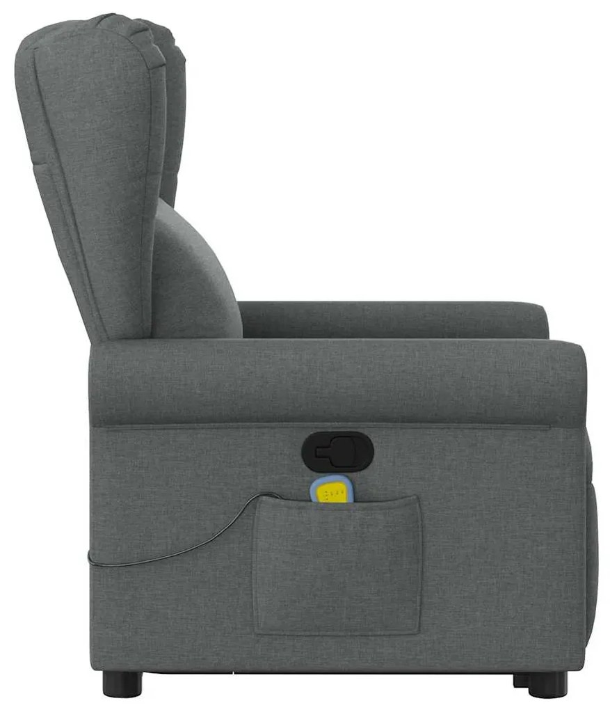 Poltrona elevatória de massagens tecido cinzento-escuro