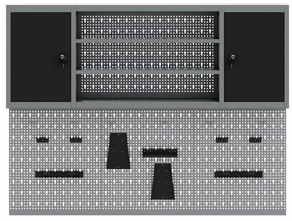 Conjunto de Armário de Ferramentas e Painel de Ferramentas de 6 Peças