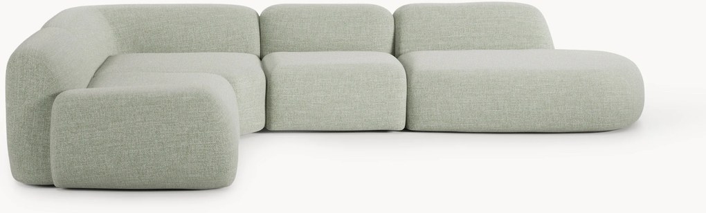 Sofá de canto modular XL em bouclé com chaise longue Wolke