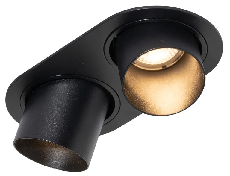 Set van 6 inbouwspots zwart GU10 50mm 2-lichts - Installa Moderno