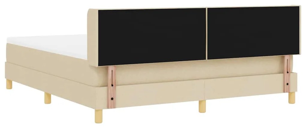 Cama Box Spring com Colchão em Tecido Creme, 180x200 cm