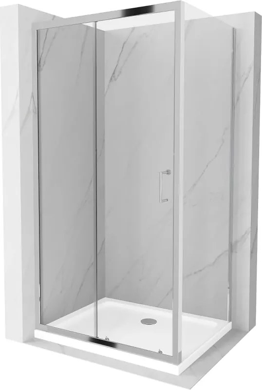 Mexen Apia cabine de duche de correr 120 x 90 cm, transparente, cromada + base Flat - 840-120-090-01-00-4010