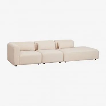 Sofá Modular De Canto Em 3 Peças Com Chaise Longue Direita Fogler Tecido Pele De Borrego Bege Creme - Sklum