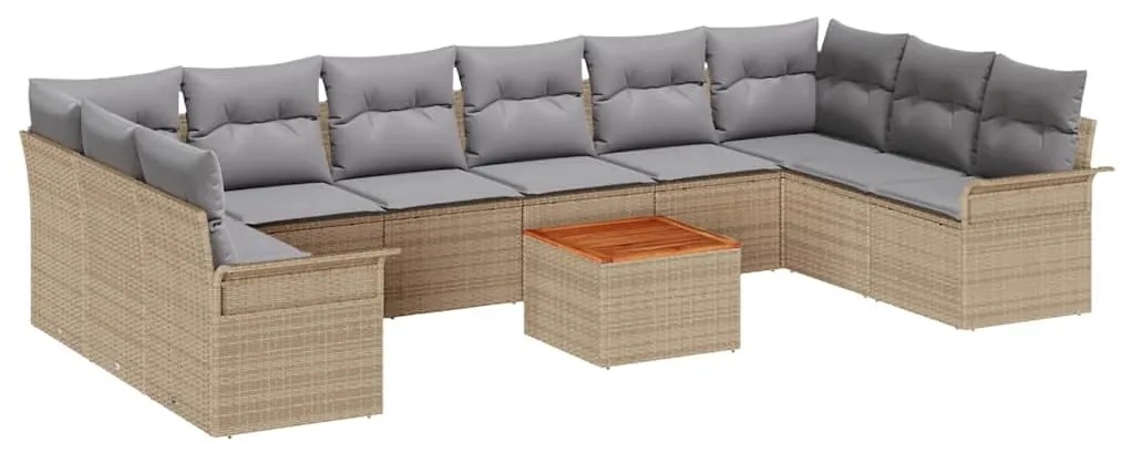 Conjunto de Sofá para Jardim vidaXL de 11 Peças com Almofadas Bege Rat