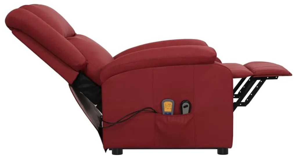 Poltrona massagens elevatória couro artificial vermelho tinto