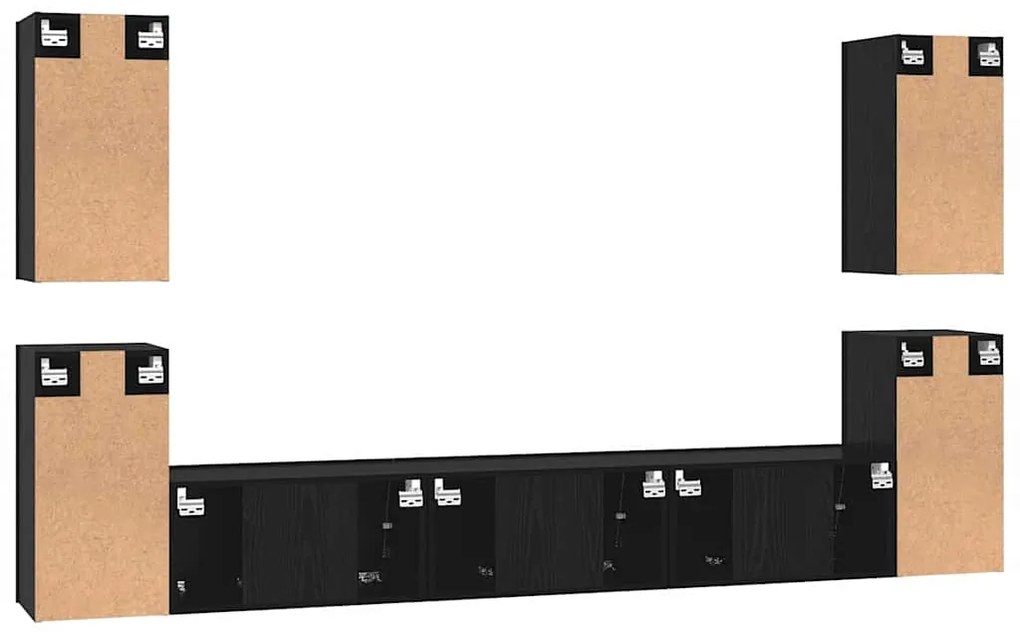 Conjunto de móvel de TV 7 pcs Carvalho preto Madeira processada