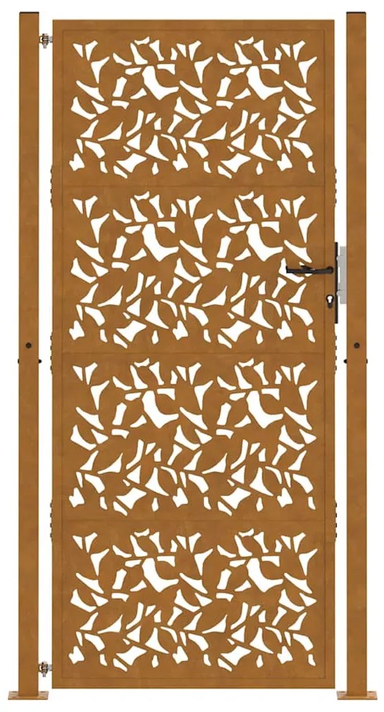 Portão de jardim 105x205 cm design de folha de aço resistente