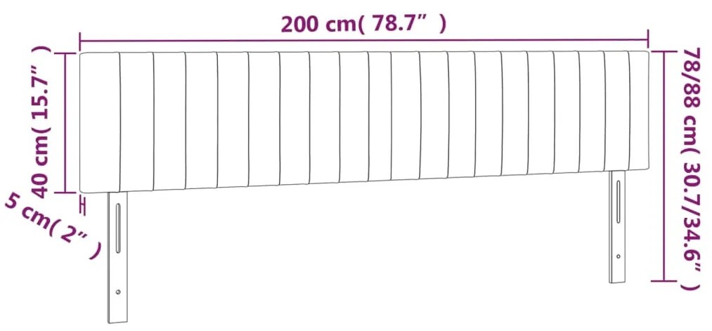 Cabeceira de cama 2 pcs veludo 100x5x78/88 cm cinzento-claro