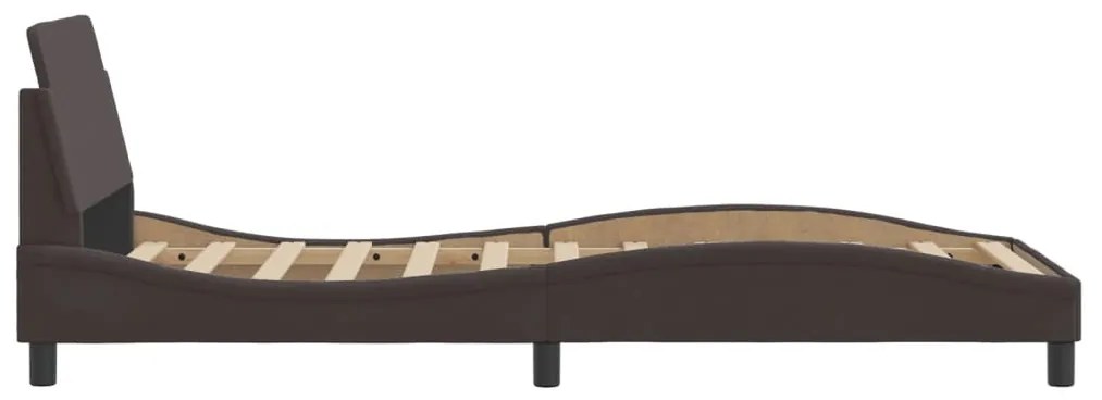 Estrutura de cama sem colchão 80x200 cm tecido castanho-escuro