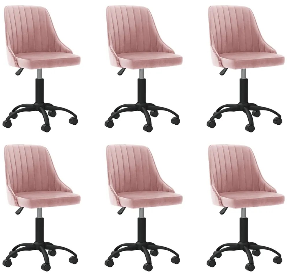 vidaXL Cadeiras de jantar giratórias 6 pcs veludo rosa