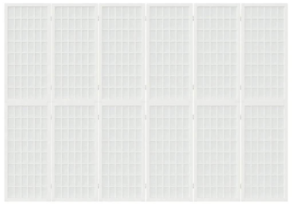 Biombo dobrável com 6 painéis estilo japonês 240x170 cm branco