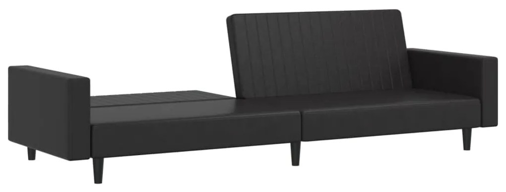 Sofá-cama de 2 lugares couro artificial preto