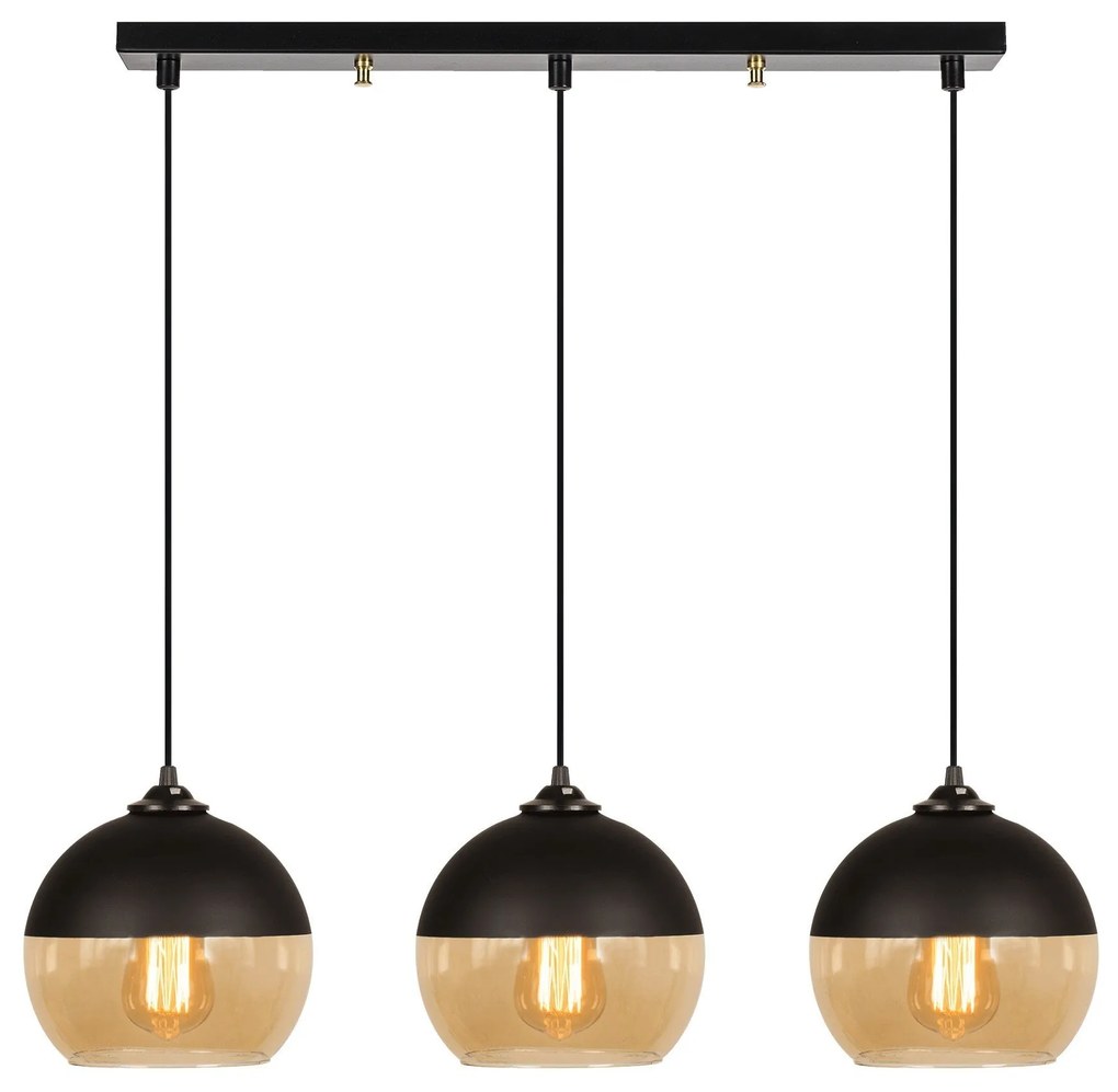 Candeeiro de Tecto Camini – Preto e Mel – 70 x 20 cm