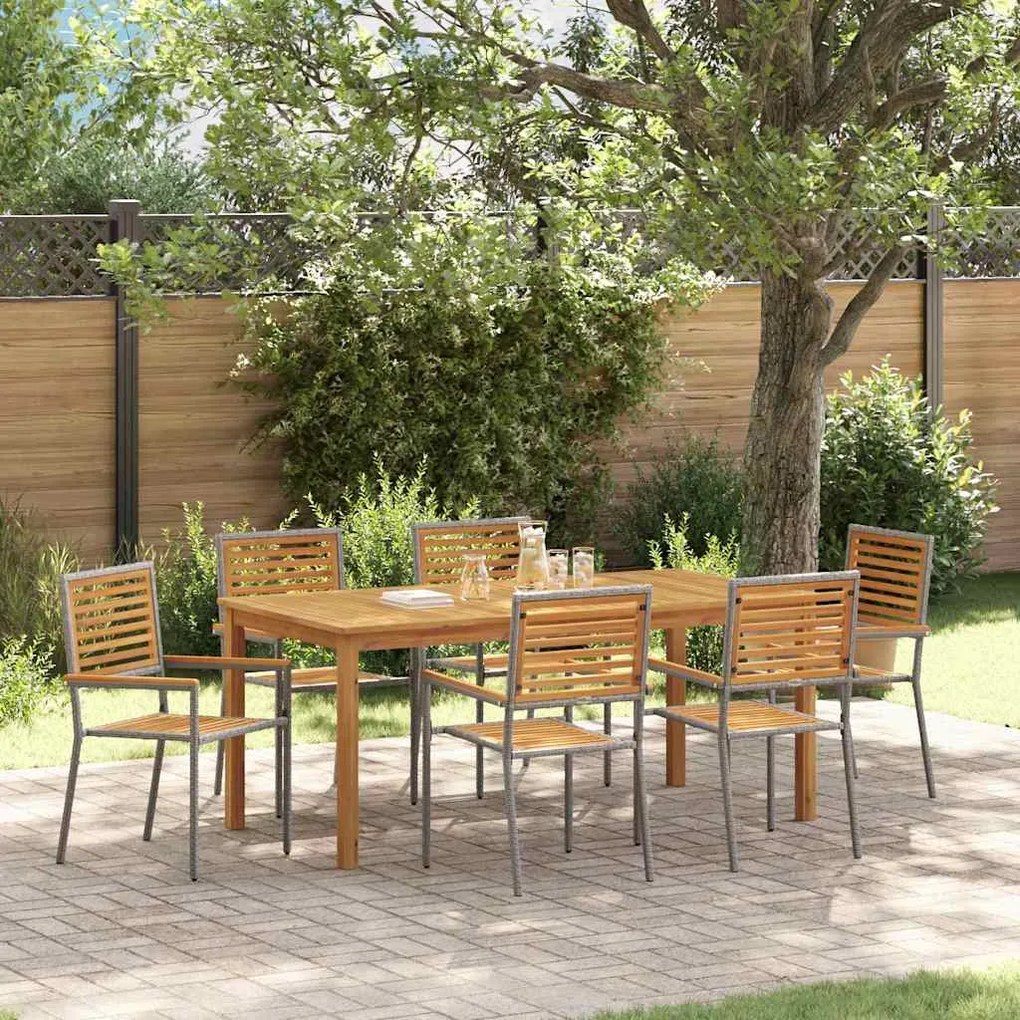 Conjunto de Jantar de Jardim 7 pcs Cinzeto 180 x 90 x 75 cm