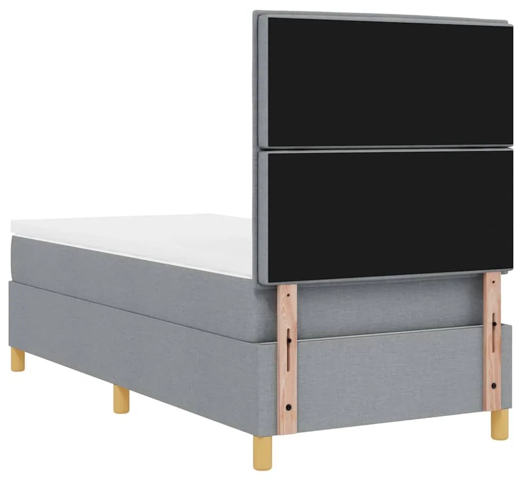 Cama Box com Colchão &amp; Luz LED Cinza Claro 90x200 cm Tecido