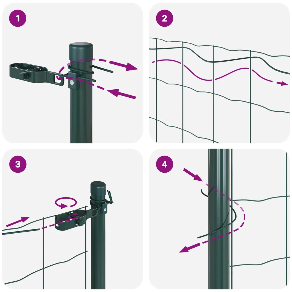Cerca Euro com 7 Postes 1x10 m Aço Galvanizado Verde