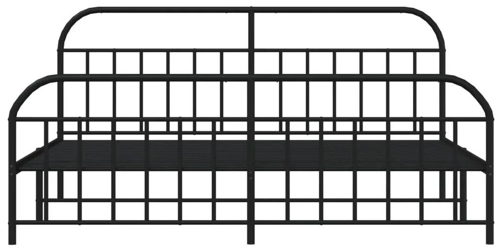 Estrutura de cama com cabeceira e pés 200x200 cm metal preto