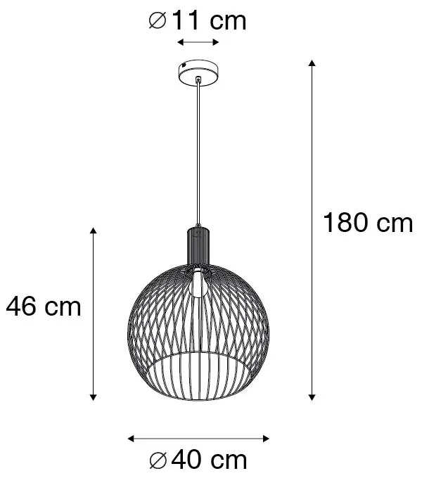 Candeeiro suspenso design preto 40cm - WIRE Dos Moderno