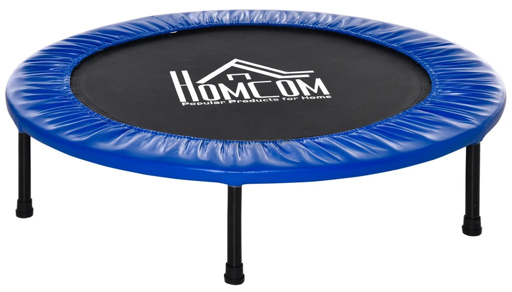 HOMCOM Cama Elástica Fitness Ø100cm Trampolim de Aço com 36 Molas com Protetor de Borda Incluido para Treinamento Interior Carga 100kg Preto e Azul