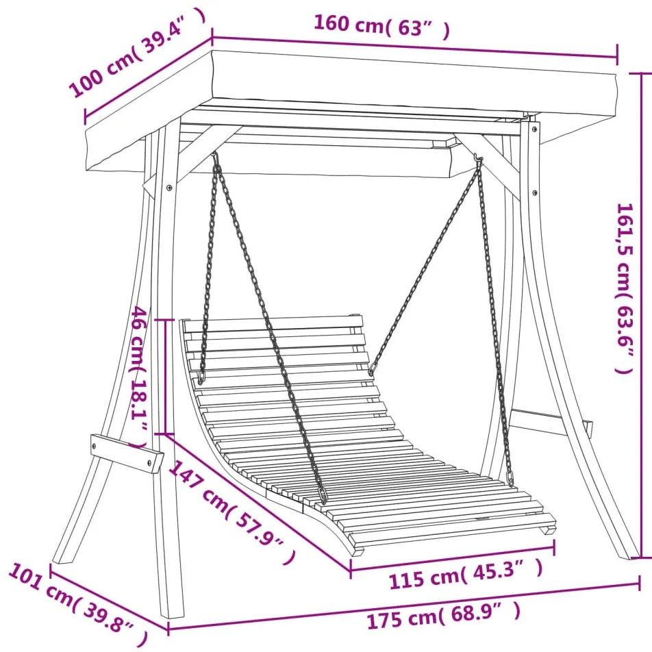 Cama baloiço c/ toldo abeto maciço c/ acabamento em teca