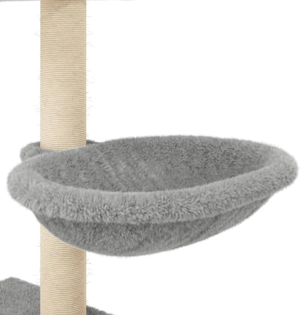 Árvore p/ gatos c/ postes arranhadores sisal 117 cm cinza-claro