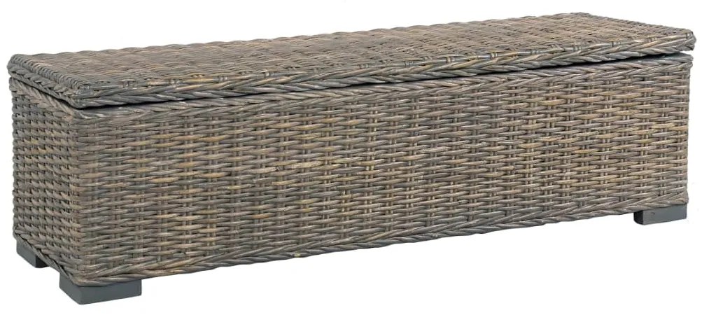 285797 vidaXL Caixa arrumação 120cm vime Kubu e madeira de mangueira cinzento