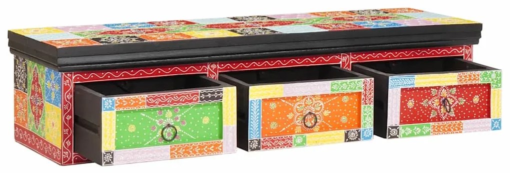 Armário de TV de parede 100x30x24 cm Madeira Sólida de Mangueira Rústi